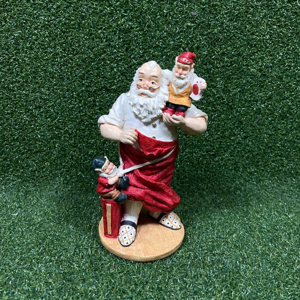 Vintage Department 56 Santa Claus and Elves Resin Figurine 6"